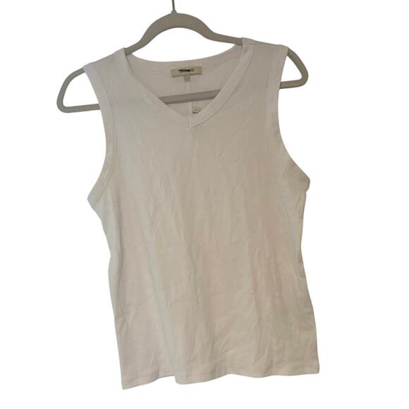 NWT Madewell Re)generative Cotton Ribbed High V-Neck Tank In White Size M - Picture 3 of 7